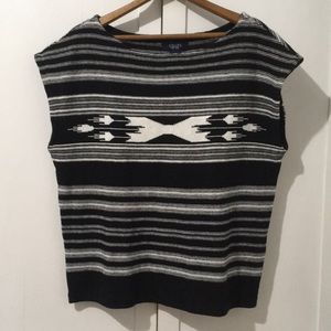Chaps Black & White Sleeveless Sweater Knit Top S